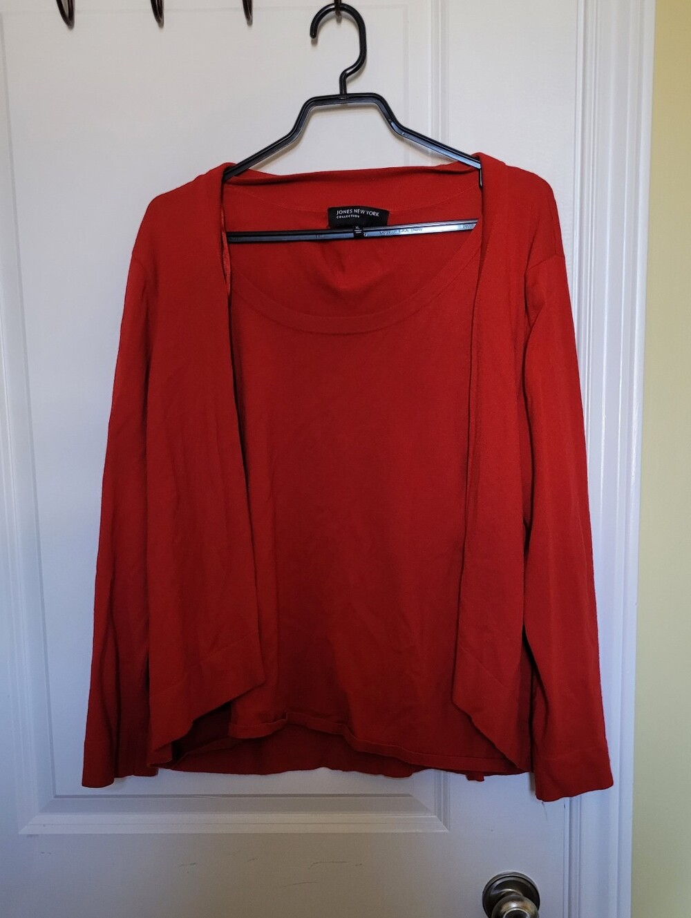 Jones New York sweater JNY red mock set one piece knit top and cardigan size XL